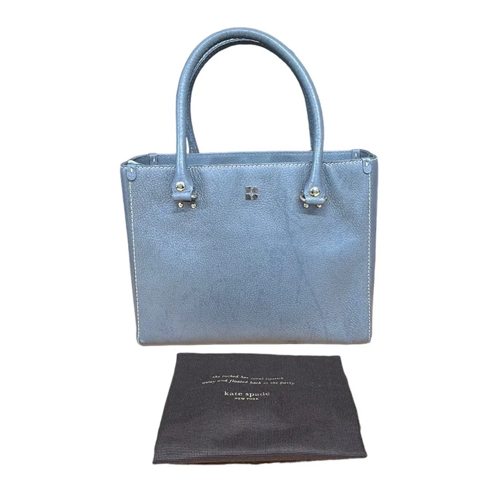 KATE SPADE Quinn Tarrytown Gray Marbled Leather Tote Purse Handbag 11.25
